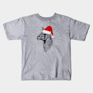 Llama Christmas Santa Kids T-Shirt